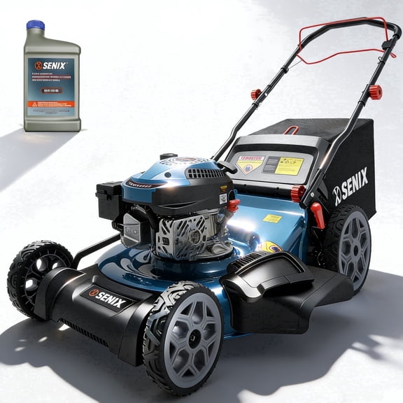 SENIX 22" 170cc Self-Propelled Gas Lawn Mower, 4-in-1,Bagging, Leaf Pickup, Mulching, Side Discharge, 19 Gal Bag with Full Indicator, 6-Position Height Adjustment, 11" Rear Wheels, Quick-Fold