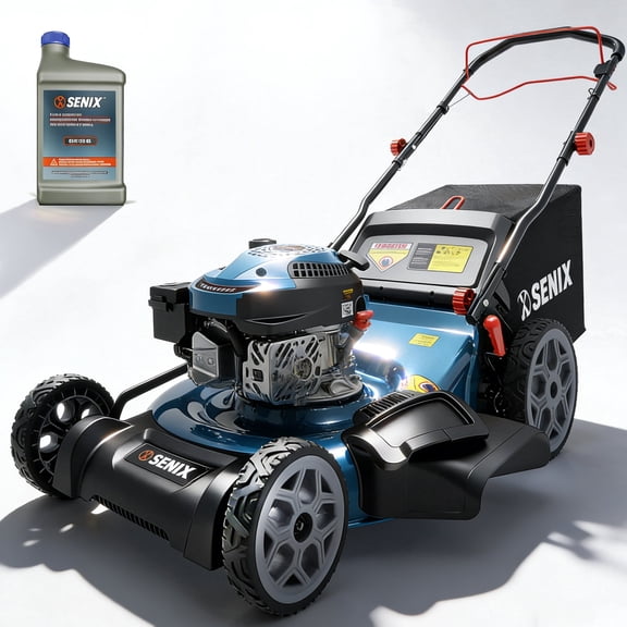 SENIX 22" 170cc Self-Propelled Gas Lawn Mower, 4-in-1 with Bagging, Leaf Pickup, Mulching, Side Discharge, 19 Gal Bag with Full Indicator, 6-Position Height Adjustment, 11" Rear Wheels, Quick-Fold