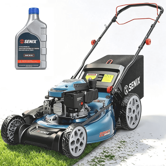 SENIX 22" 170CC Gas Self-Propelled Lawn Mower, Oil Included, Easy Assembly,Foldable,4-in-1,72L/19 Gal Grass Bag,6-Position Height Adjustment