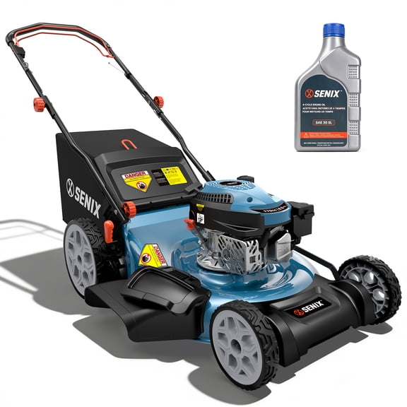 SENIX 22" 4-In-1 Self-Propelled Gas Lawn Mower, 22in Cutting Blade / 23in Cutting Deck, 170cc 4-Cycle, 6-Position Adjustment, 11in Rear Wheels