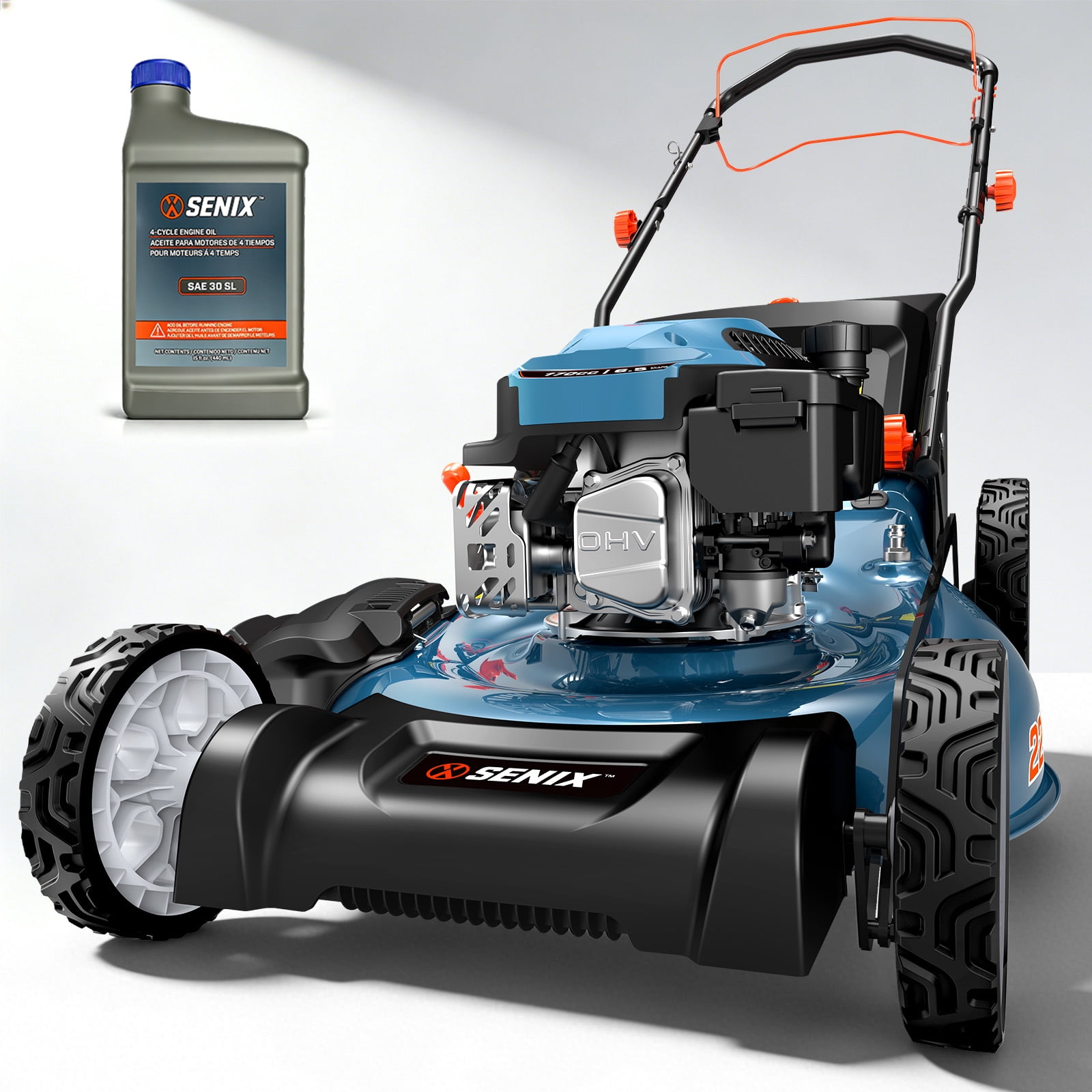 SENIX 22" 170CC Gas Self Propelled Lawn Mower ,4 -in-1 , 72L/19 Gal Bag,6-Position Height Adjustment