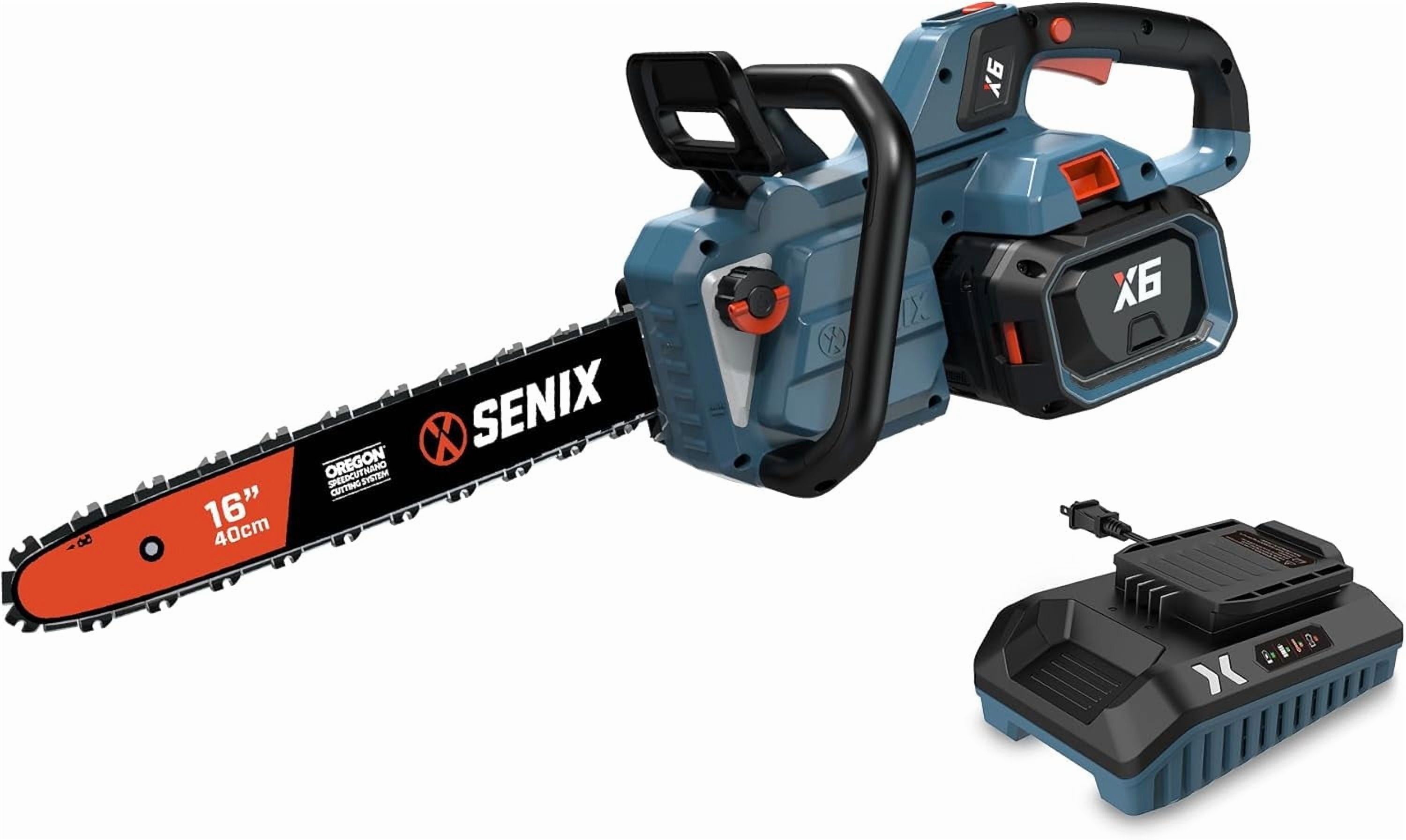 Senix 60V 18-Inch Brushless Cordless Chainsaw with Automatic Oiler