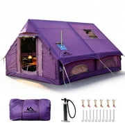 SENLEETO 8-10 People Glamping Inflatable Tents , 129 ft  Large Blow Up Tent with Hand Pump, 420D Oxford Fabric Camping Tent, Easy Setup Air Tent for Outdoor&Travel
