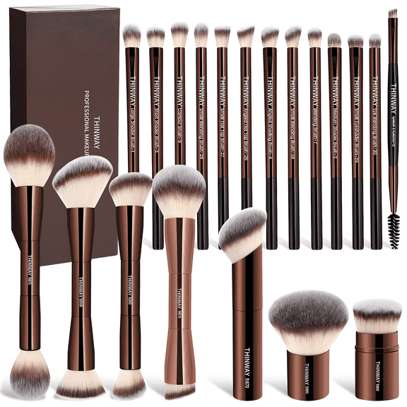 SENLINK 2027 NEW 20 Pcs Double-Ended Makeup Brushes Set, Professional Makeup Tools with Gift Box & Velvet Storage Bag, for Liquid, Powder, Concealer, Blush & Eyeshadow