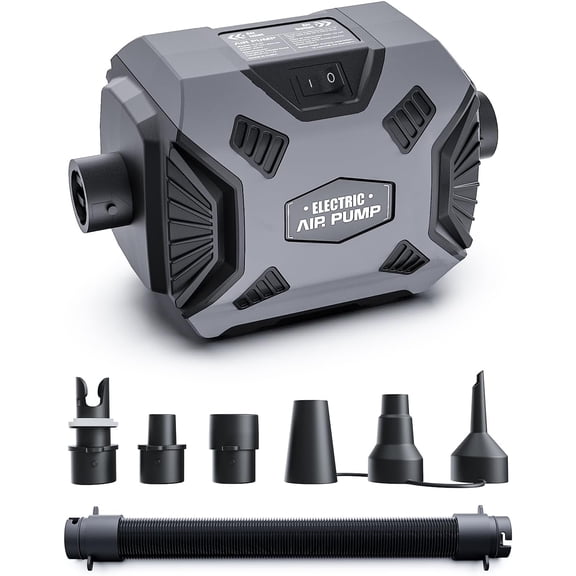 SENLINK Electric Air Pump for Inflatables: Powerful AC 120V Air Mattress Pump with 5 Nozzles and Hose, Fast Inflation & Deflation for Gymnastics Track Mat, Pool Float, Raft