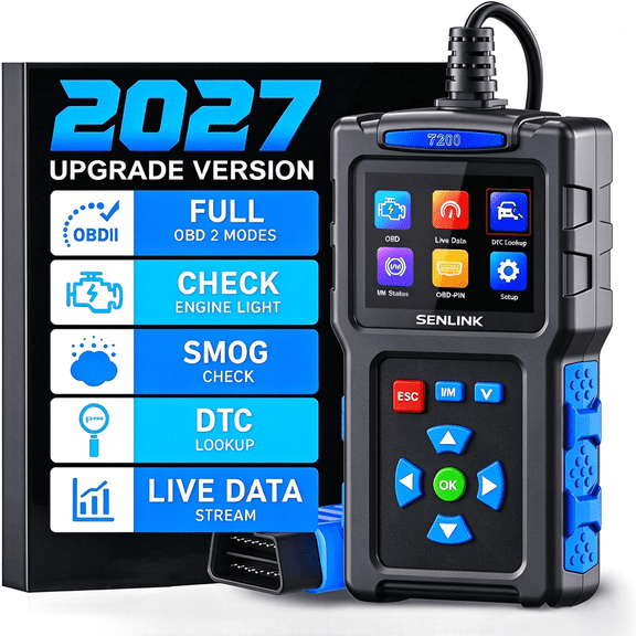 SENLINK OBD2 Scanner Diagnostic Tool, Check Engine Light Code Reader with Reset, Car DTC Lookup, Live Data Stream, Plug and Play for Most Cars and Trucks