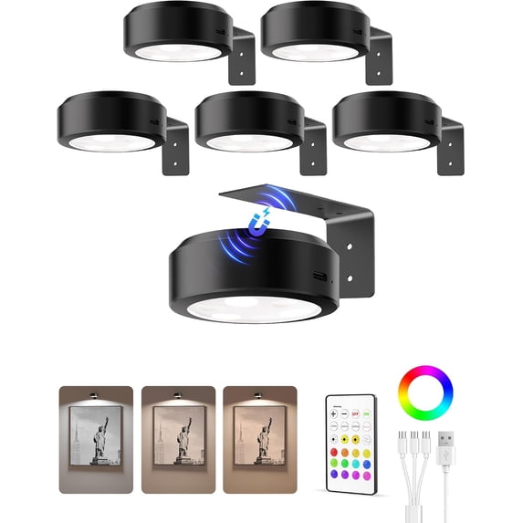 Pictrer SENLINK Picture Lights for Wall, 2000 mAh Rechargeable Magnetic Poster ...