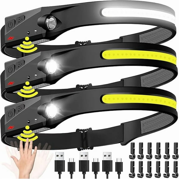 SENLINK Rechargeable Motion Sensor Headlamp, 230 °   Wide Beam LED Head Flashlight, IPX Waterproof Ultra-Light Head Light, Hands-Free Outdoor Gear for Camping, Fishing, Running, Cycling and Daily Use