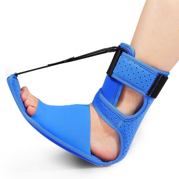 SENLINK Upgrade Plantar Fasciitis Night Splint & Relief Brace with Adjustable Straps - Support for Achilles Tendonitis, Heel Spur Pain, Day & Night Use (1, Blue)