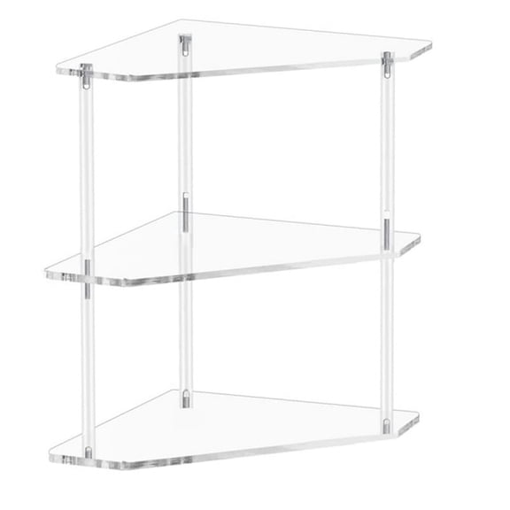 SENLLEO Acrylic Triangle End Table - 3 Tier Corner Side Small for Living Room, Bedroom, Bathroom