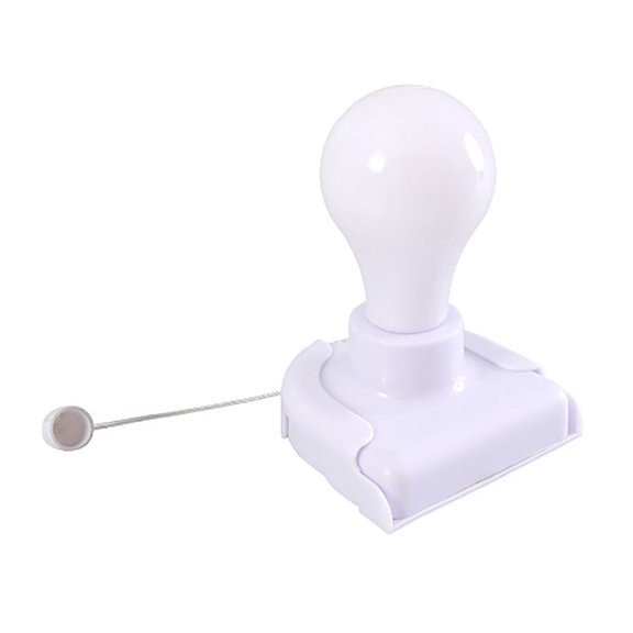 SENLLEO Stick-Up Battery Operated Light Bulb, Battery Powered Wireless LED Closet Light Bulb, Self Adhesive Wall Mounted Light Fixture with Pull Chain for Cabinet Bedroom Living Room Kitchen 1Pcs