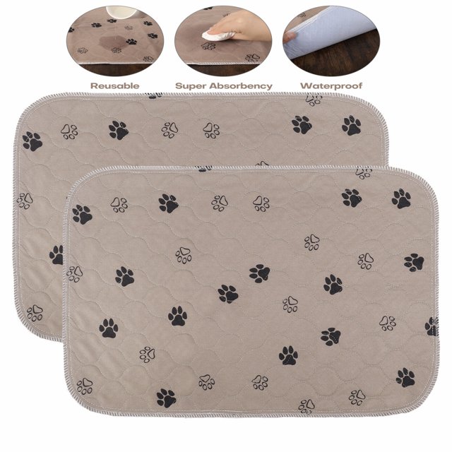 SENNAUX 2 Pack Washable Dog Pee Pads Reusable Puppy Training Mats, Brown, 23.6x17.7"