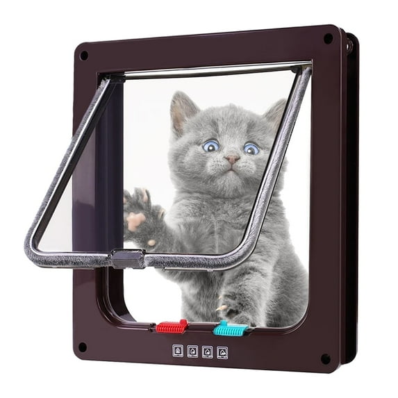 SENNAUX 4 Way Locking Pet Cat Dog Magnetic Lock Flap Door Gate Frame S