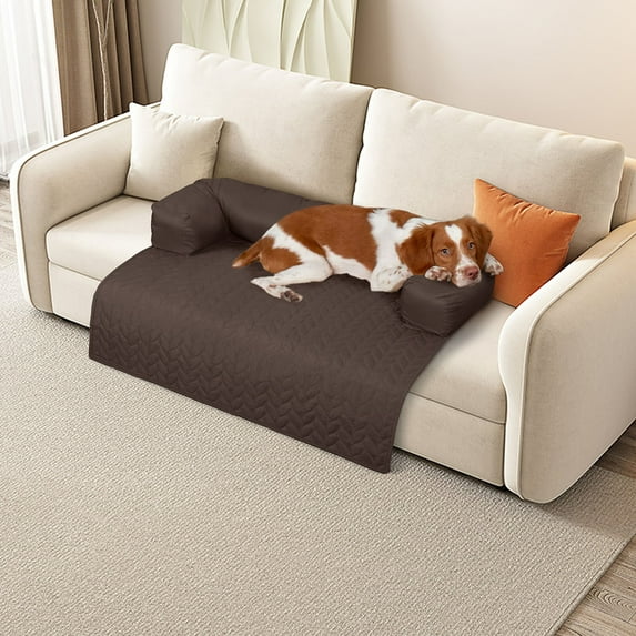 SENNAUX Pet Bed Medium 3-Sided Bolster Water-Resistant Dog Bed with Pet Bed Mat, Solid