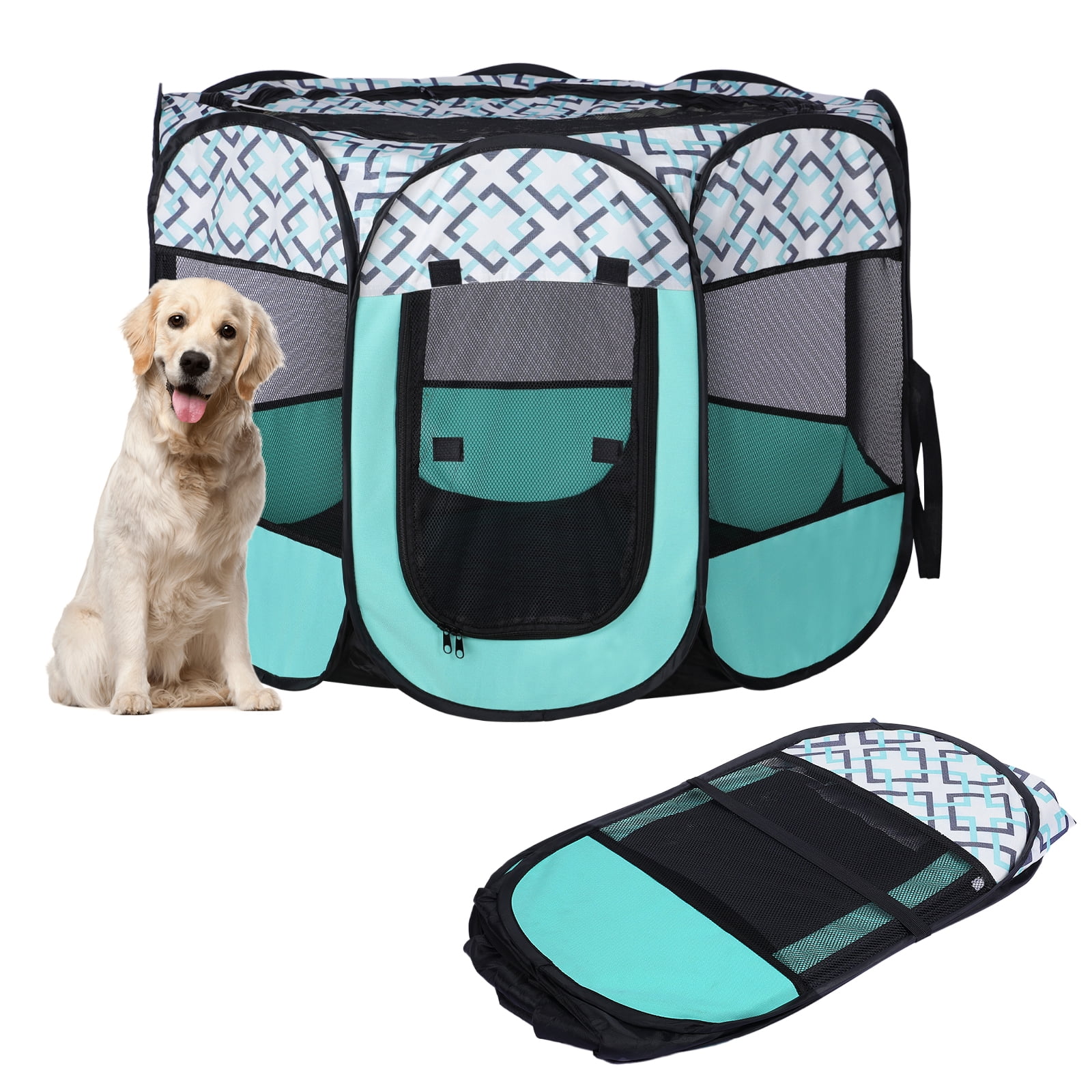 View of SENNAUX Foldable Pet Playpen Portable Dog Crate for Dogs Cats Other ...