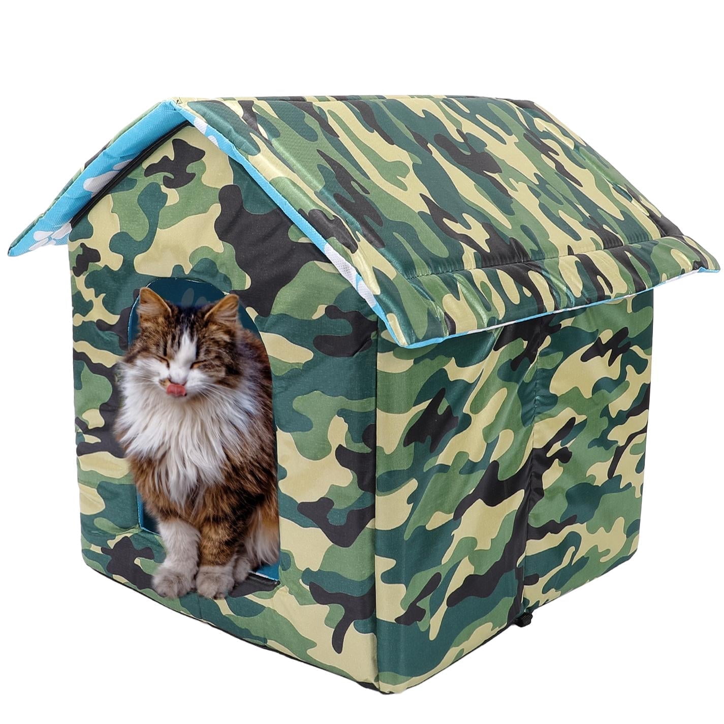 SENNAUX Outdoor Cat House Kitty Shelter Pet Cave Bed for Small Dog Cat Waterproof, 15*13.8*15"