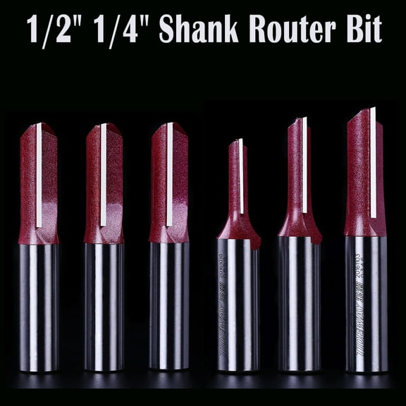 SENRISE 1/2" and 1/4'' Router Bit for Hand Making Woodworking Cutting Edge Diameter 6-30mm Red/Blue