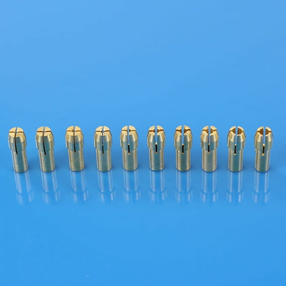 SENRISE 10 Pcs 0.5-3.2mm Brass Drill Collect Chuck Bits Set Fits Drill Electric Grinding Rotary Tools Gold