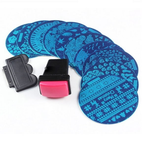 SENRISE 10PCS Nail Stamping Plate with Stamper Manicure Nail Art Stamping Flower Pattern