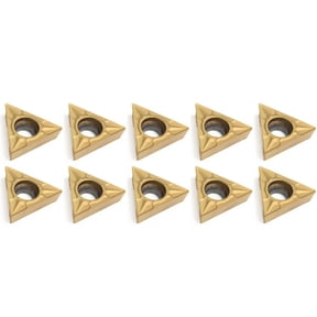 SENRISE 10Pcs TCMT16T304 Carbide Inserts Set Tungsten Steel for Finishing and Semi-Finishing Rough Machining Gold