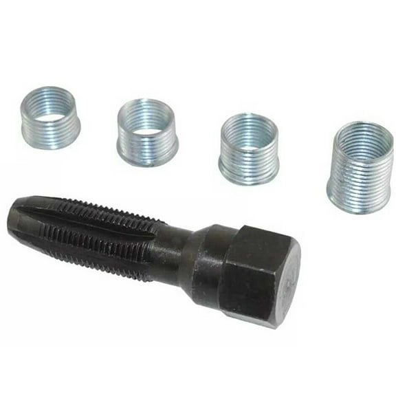 SENRISE 14mm Spark Plug Thread Repair Kit Set 4 Thread Inserts Carbon Steel Black/Silver