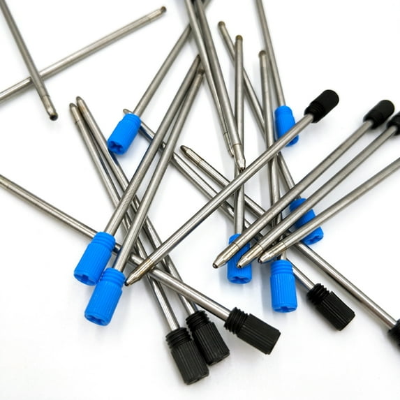 SENRISE 20pcs Replaceable Ballpoint Pen Refill 0.5mm Metal Point Refill Writing Blue and Black