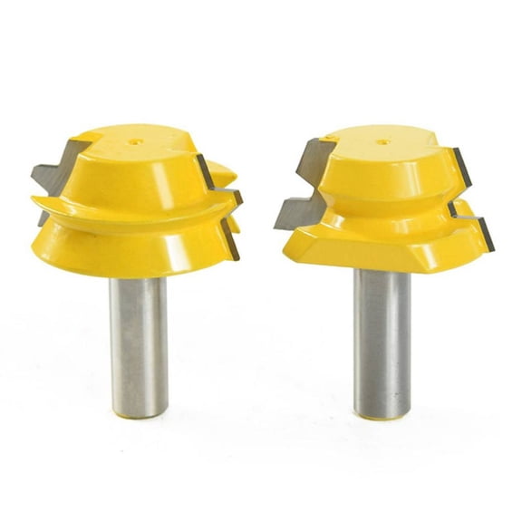 SENRISE 2Pcs 1/2 Shank Octahedron Router Bit Alloy Milling Cutter Woodworking Knife Tool Yellow