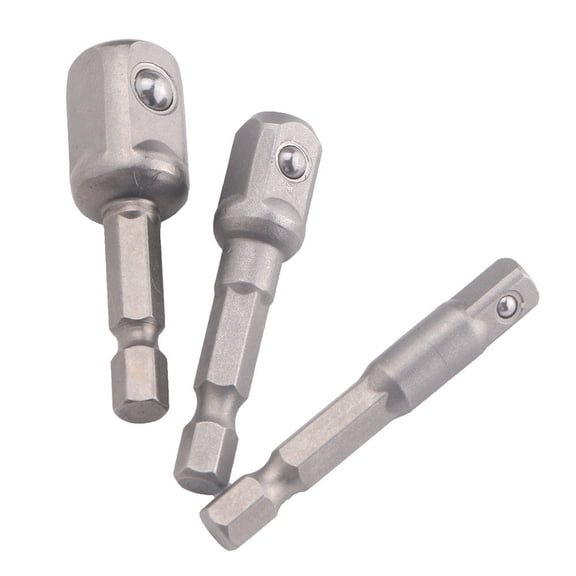 SENRISE 3 Pcs Hex Socket Bits Adapter for 1/4" 3/8" 1/2" Driver Drill Bits Silver