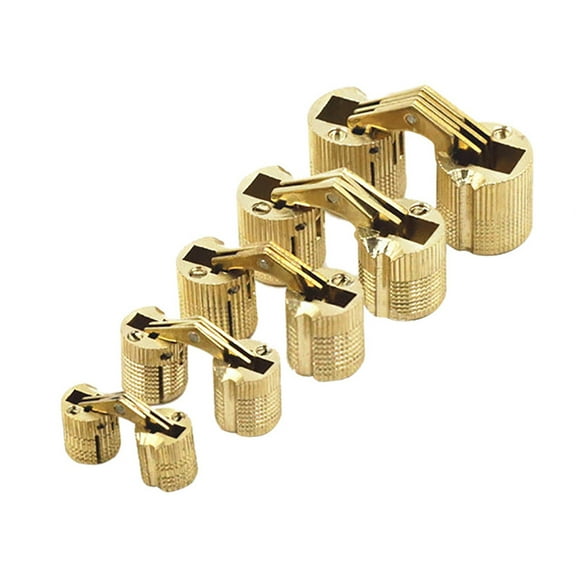 SENRISE 4 Pcs Barrel Hinges Pure Copper 180 Degree Opening Angle Invisible Furniture Hinges Mount 10mm-18mm