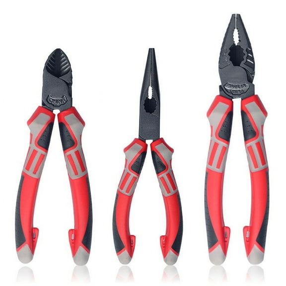 SENRISE 6" Long Nose Pliers Cutting Wire Pliers Nippers Hand Tool Safety Red