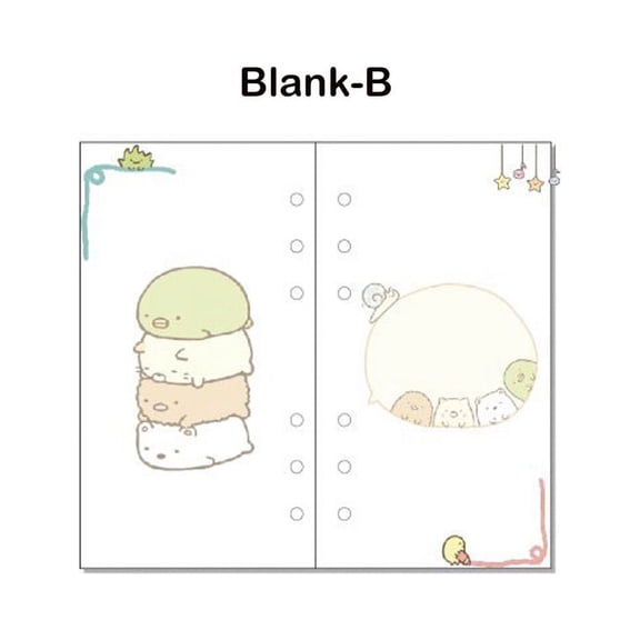 SENRISE A5/A6 6 Holes Colored Notebook Refill Paper for Writing Drawing Daily Weekly Monthly Plan Stationery