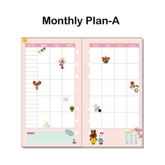 SENRISE A5/A6 6 Holes Colored Notebook Refill Paper for Writing Drawing Daily Weekly Monthly Plan Stationery