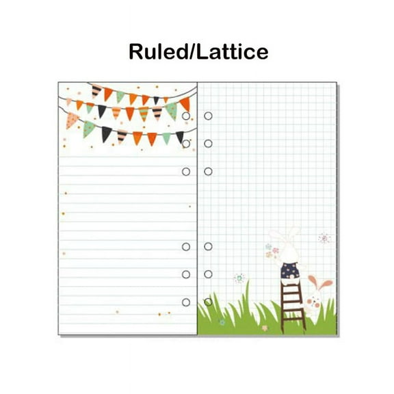 SENRISE A5/A6 6 Holes Colored Notebook Refill Paper for Writing Drawing Daily Weekly Monthly Plan Stationery