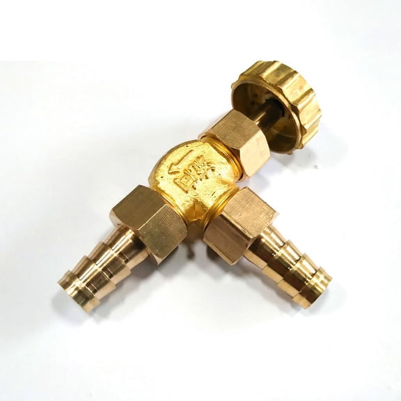 SENRISE Brass Parallel Valve Hose Connection For Precise Adjustment of Gas Flow 10mm Gold