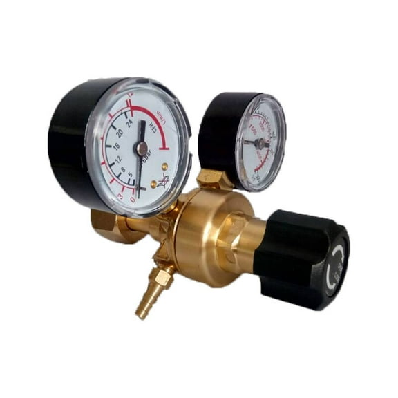 SENRISE Brass Pressure Regulator Water Pressure Regulator with Gauge for Argon Carbon Dioxide