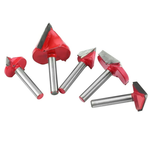 SENRISE Carbide Alloy Router Bit V-Grooving Carving Woodwork Cutter for Professional Woodworking Red 6mm×22mm×120°