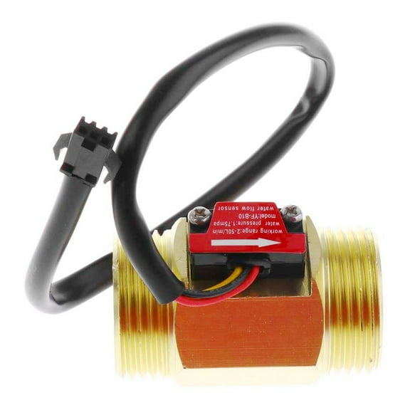 SENRISE Copper Flowmeter for Water Heaters Water Flow Meter Measurement Gold Thread 3/4"