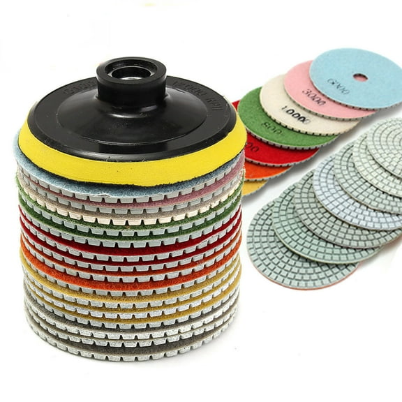 SENRISE Diamond Polishing Pads 4 inch Wet/Dry 16 Piece Set Granite Stone Concrete Marble