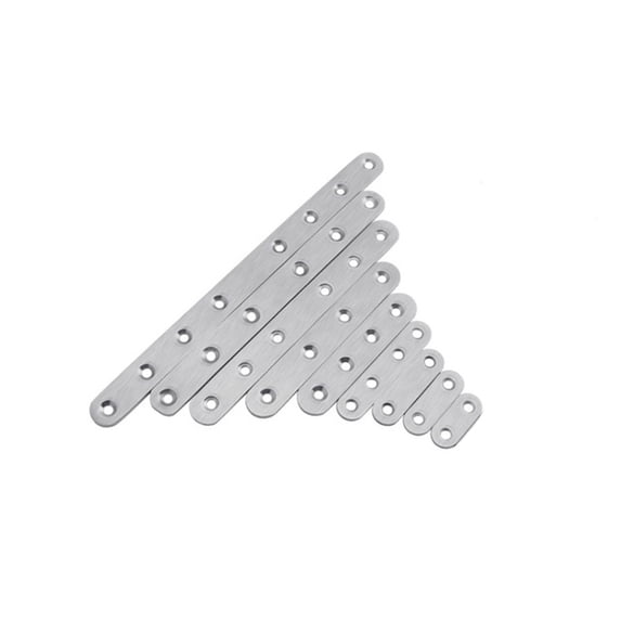 SENRISE Flat Straight Fixing Mending Corner Brace Bracket Stainless Steel Repair Plate Silver 200mm