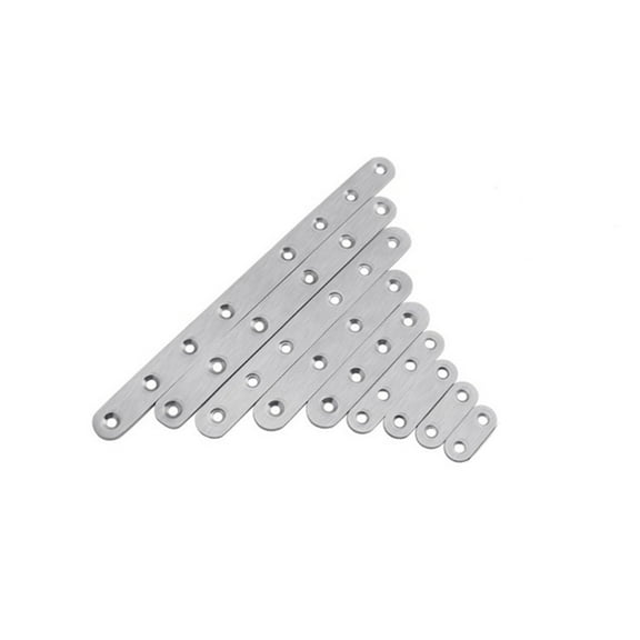 SENRISE Flat Straight Fixing Mending Corner Brace Bracket Stainless Steel Repair Plate Silver 295mm