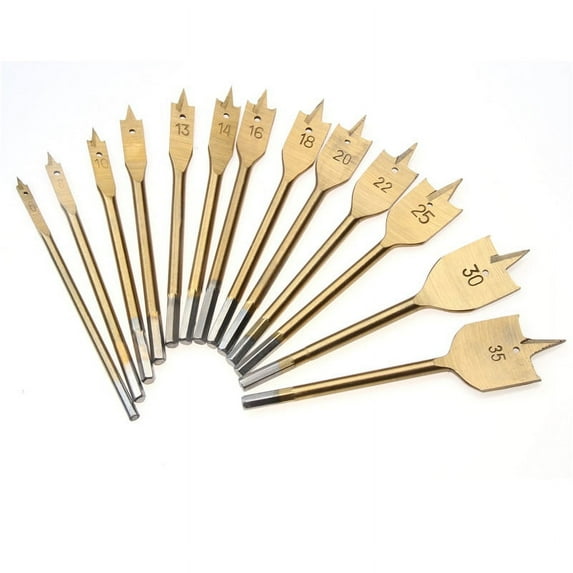 SENRISE Flat Wood Spade Drill Bit Hole Cutter Woodworking Carbon Steel Titanium Gold 12mm