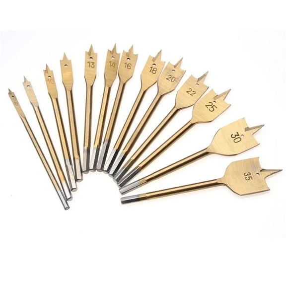SENRISE Flat Wood Spade Drill Bit Hole Cutter Woodworking Carbon Steel Titanium Gold 13mm
