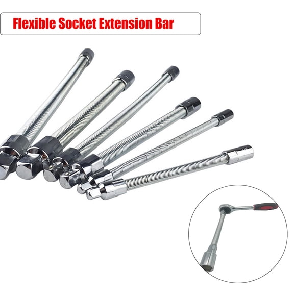 SENRISE Flexible Extension Bar Adapter, 1/2" 3/8" 1/4" Chrome Finish Socket Wrench & Set