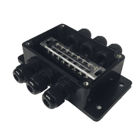 SENRISE Junction Box ABS IP67 Waterproof for Indoor Outdoor Electrical Project Enclosure 3 Way in to 3 Way out Black