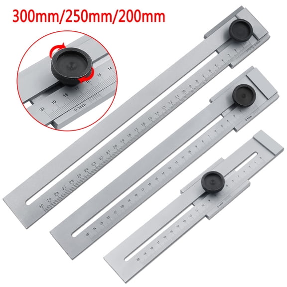 SENRISE Precision Marking Gauge Ruler Carbon Steel Scriber Woodworking Measuring Tools 0-300mm