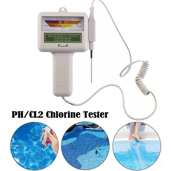 SENRISE Swimming Pool Water Quality Tester PH/CL2 Chlorine Tester Large Screen White