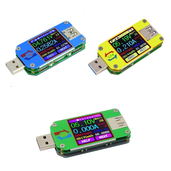 SENRISE USB Tester for Voltage Current Power Temperature Color LCD Screen Display 3 Colors