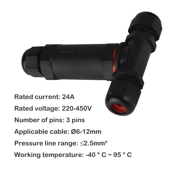 SENRISE Waterproof IP68 G712 Three-Head Junction Box Terminal Outdoor Electrical Junction Box Black