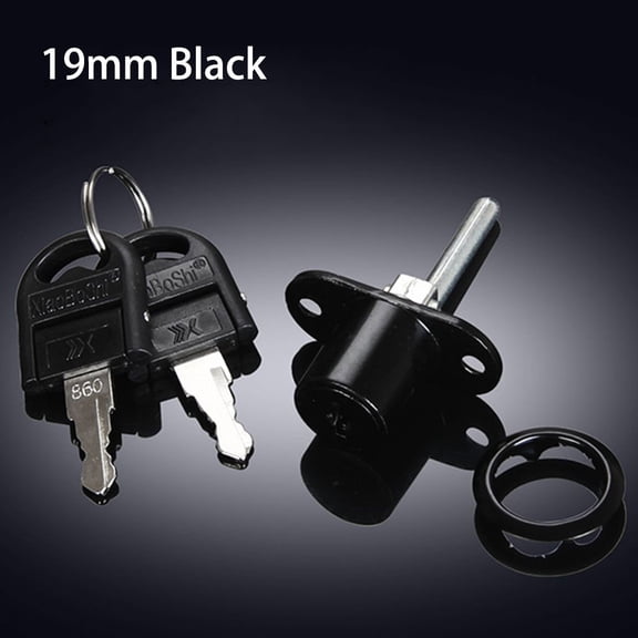 SENRISE Zinc Alloy Drawer Lock Desk Wardrobe Cabinet Locker with 2 Keys Black 19mm