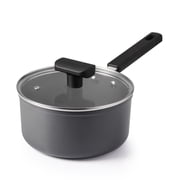 SENSARTE 2QT Ceramic Saucepan with Lid, Gray Nonstick Induction Pan with Anti-Scald Handle, Healthy Cooking Pan, Dishwasher Safe, Induction Compatible